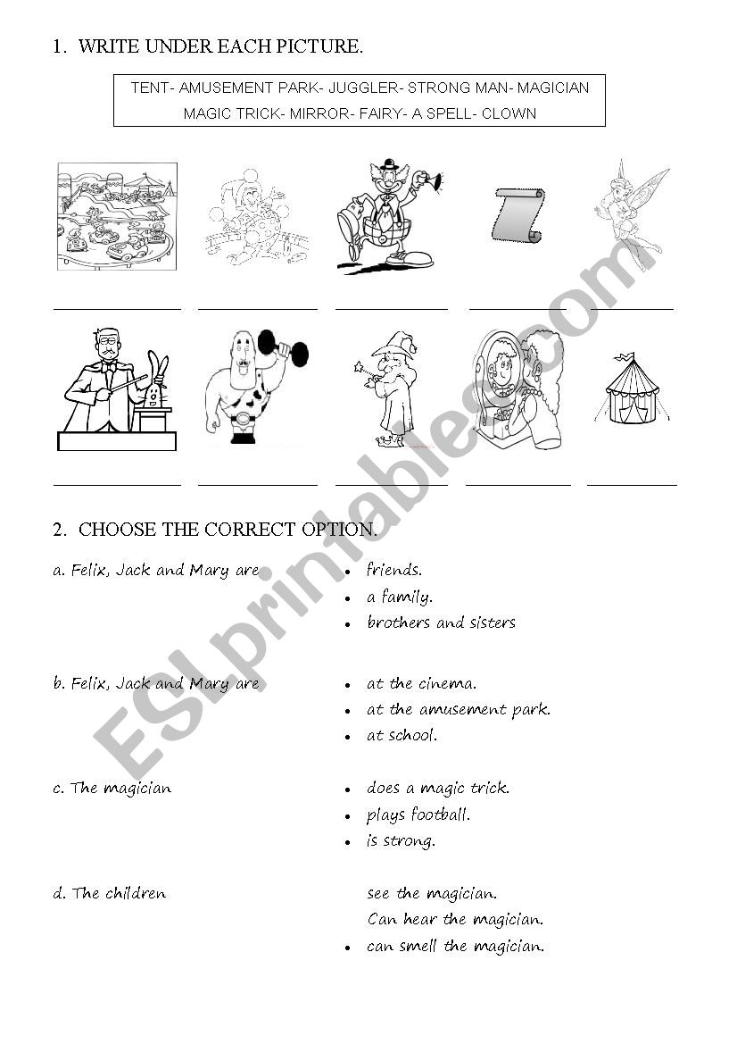 Felix and the fairy worksheet