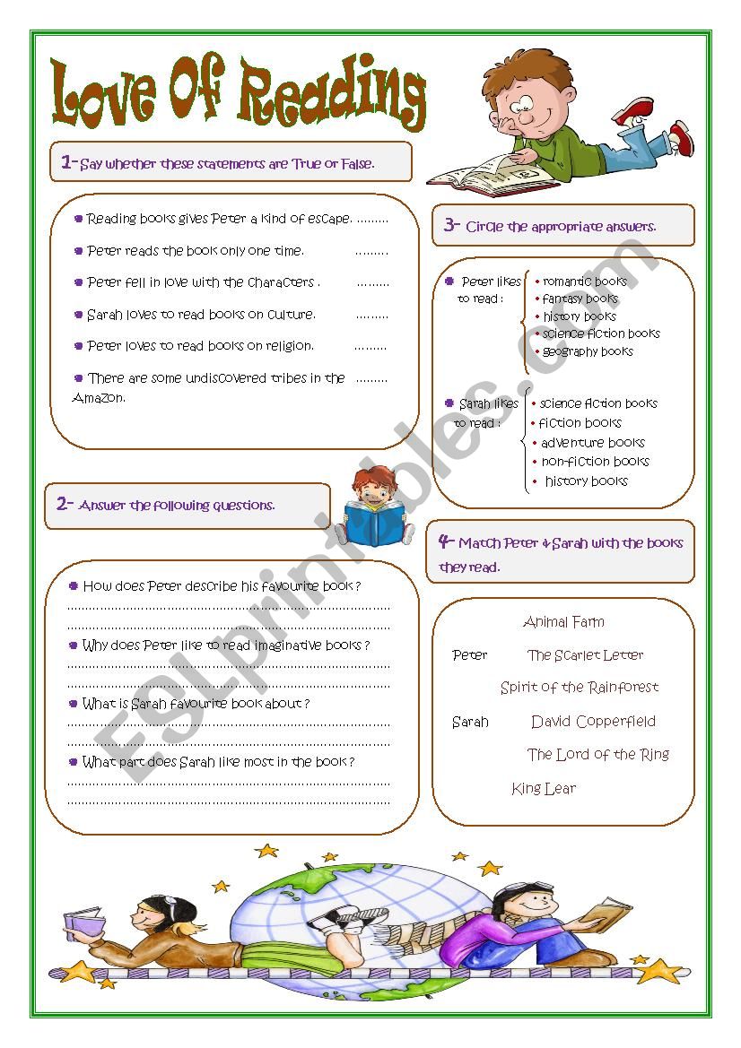 Love Of Reading worksheet