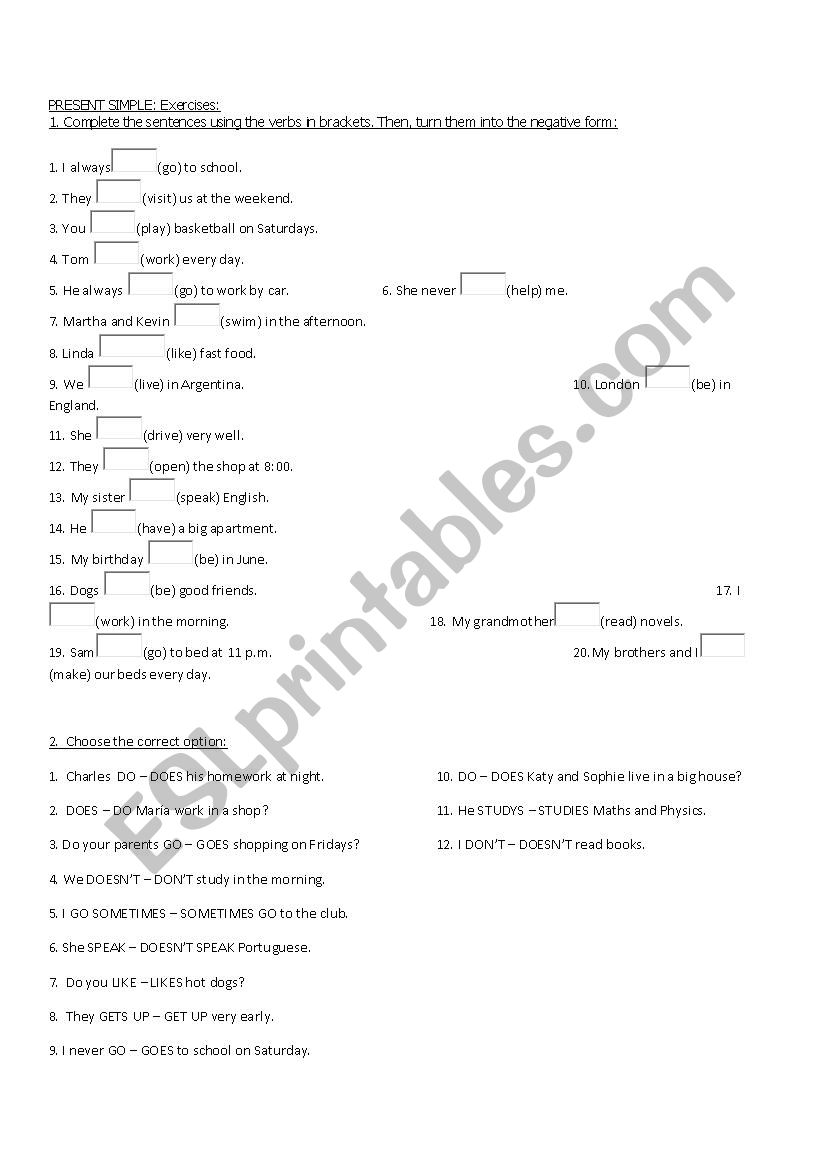 Present Simple worksheet