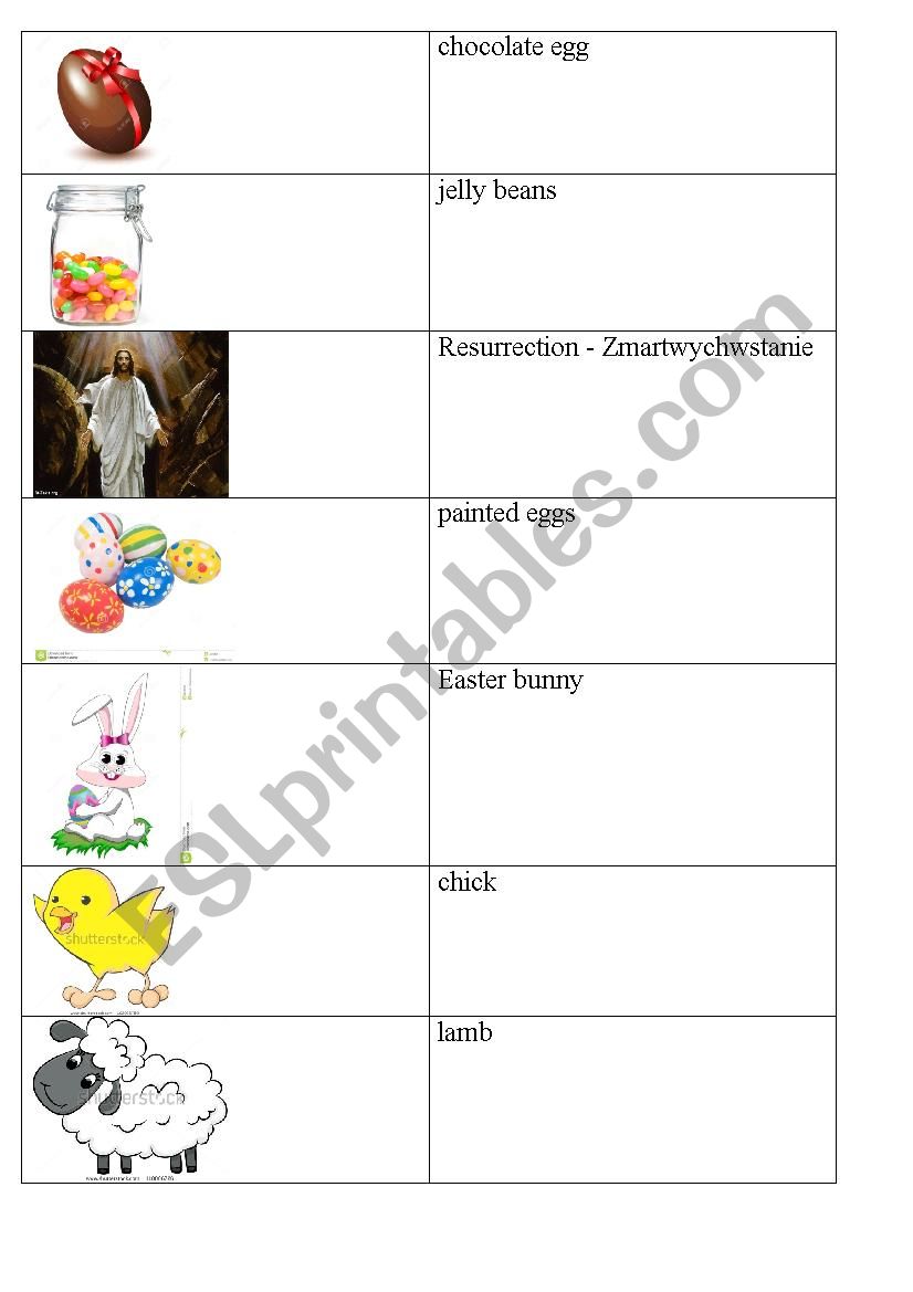 easter matching worksheet