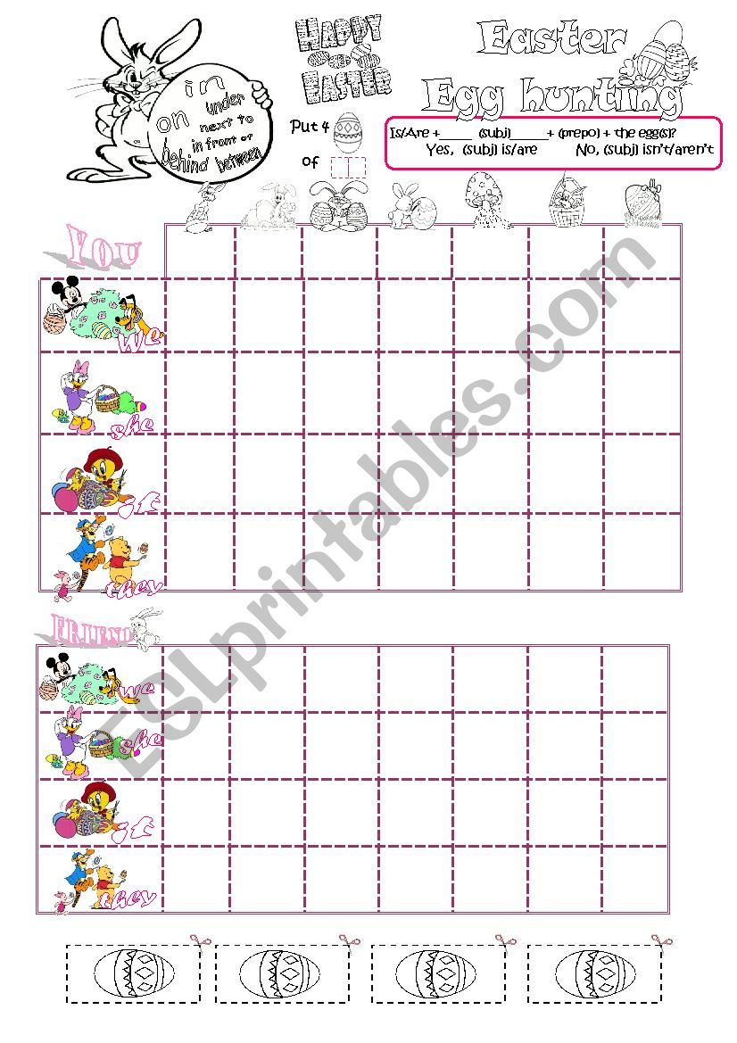 Easter egg hunting battleship worksheet