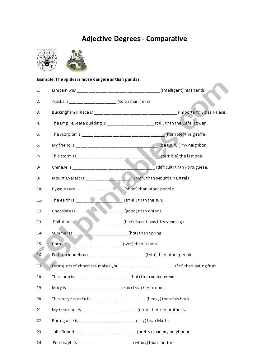 Comparatives worksheet