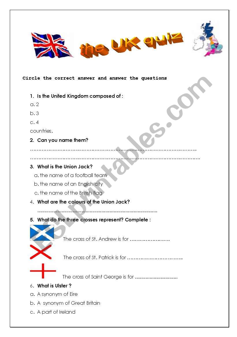 the UK quiz worksheet