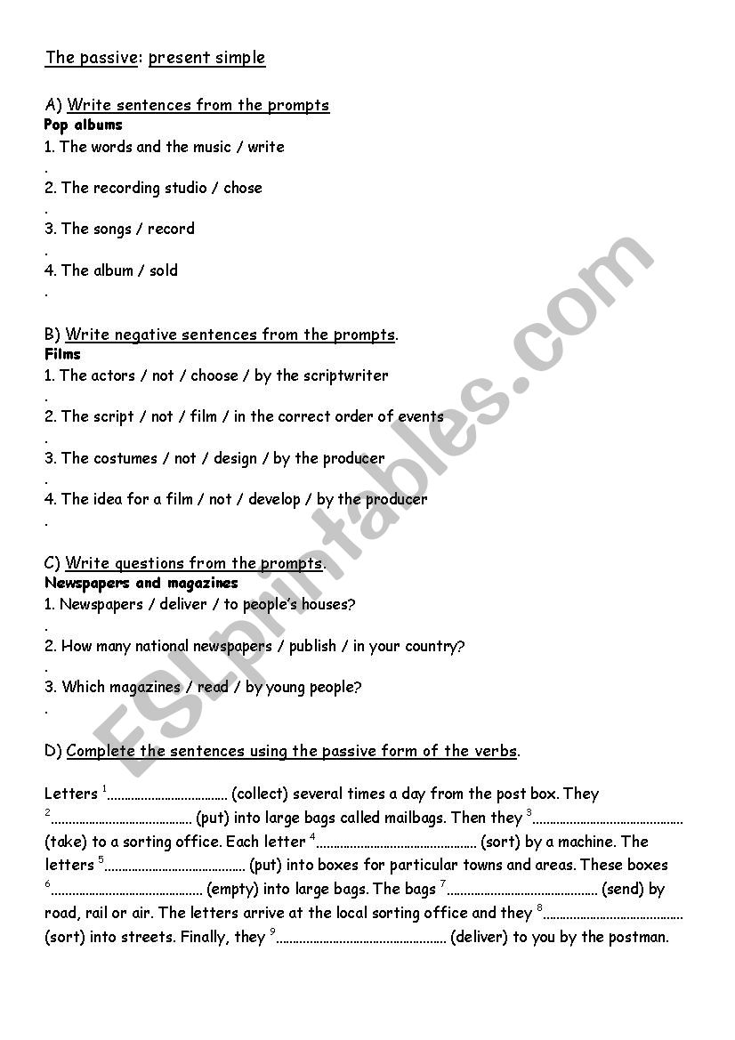 The passive: present simple worksheet