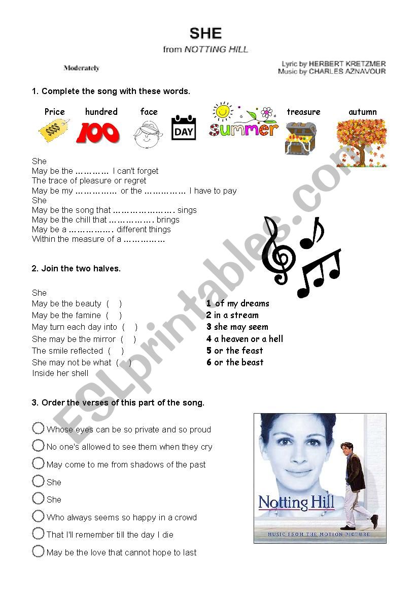 She ftom Notting Hill worksheet