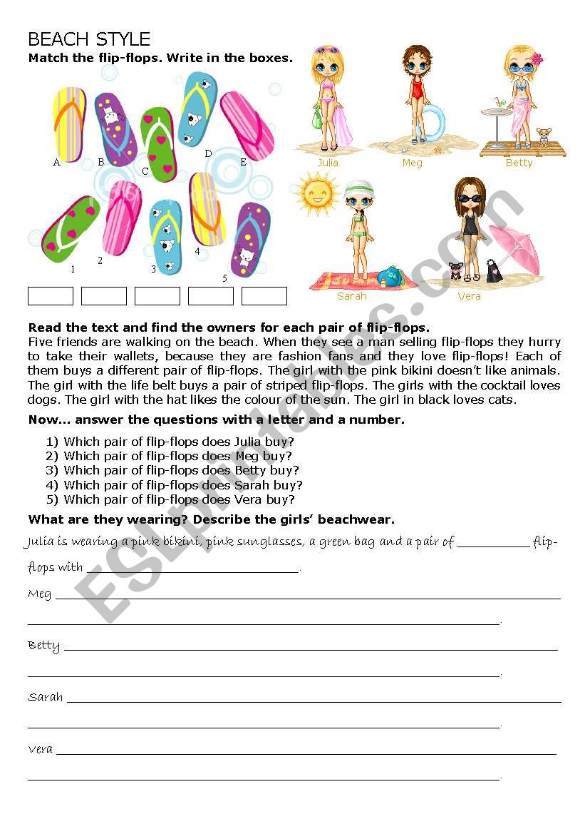 Beach Style worksheet