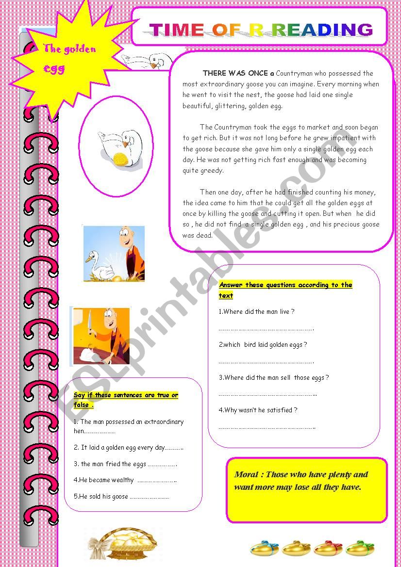 the golden egg worksheet