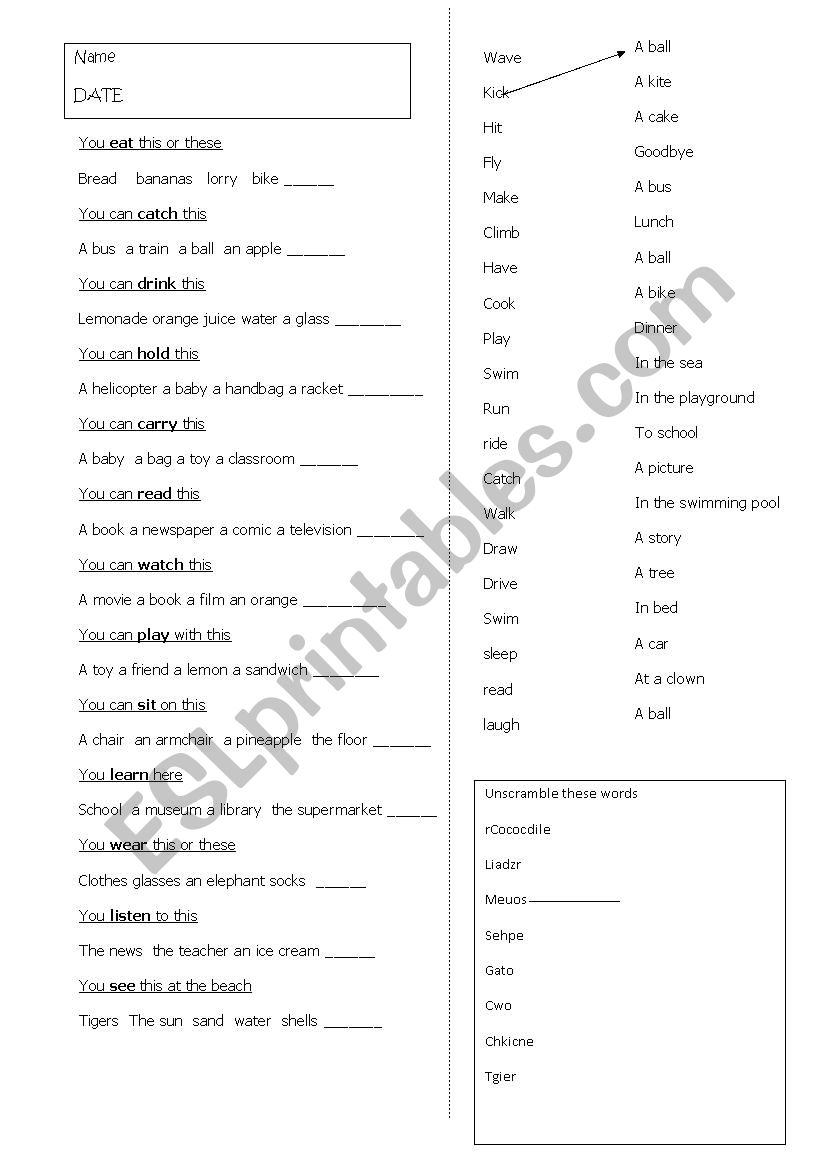 starters YLS worksheet