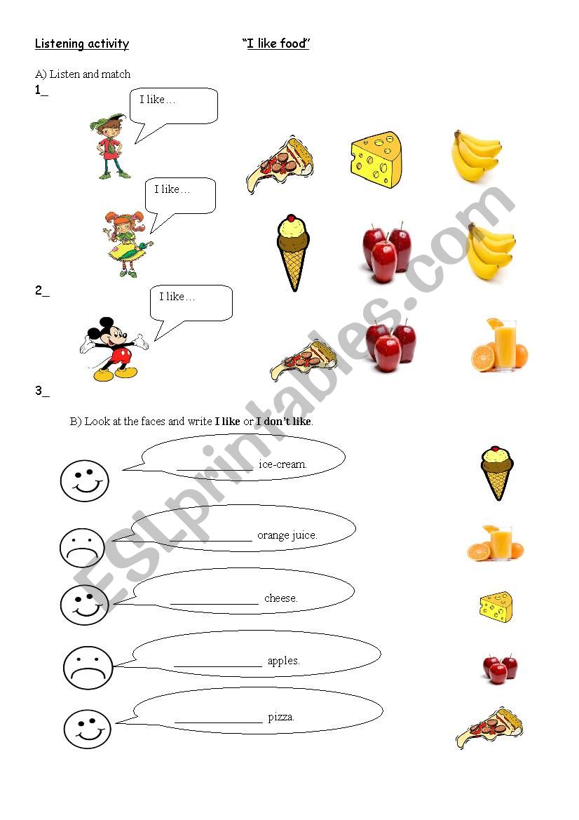 likes and dislikes worksheet