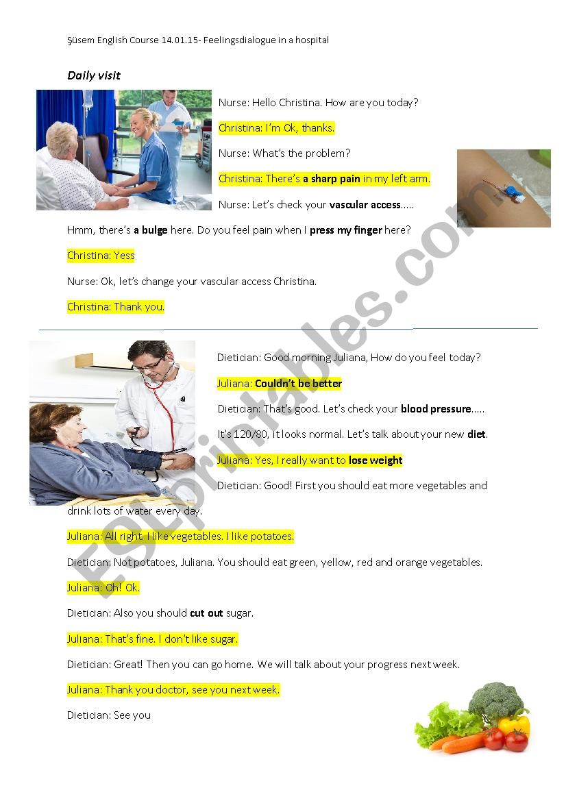 Medical Dialogues in Hospital worksheet
