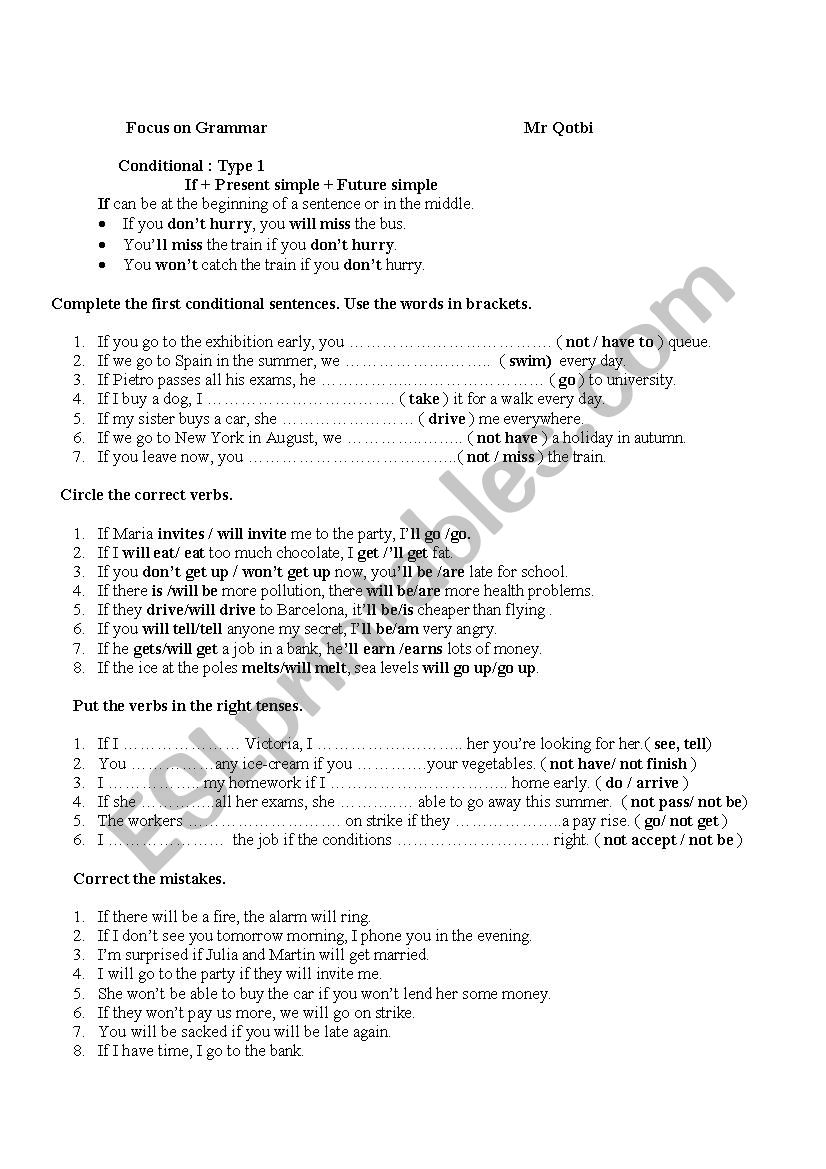 Focus  on  grammar worksheet