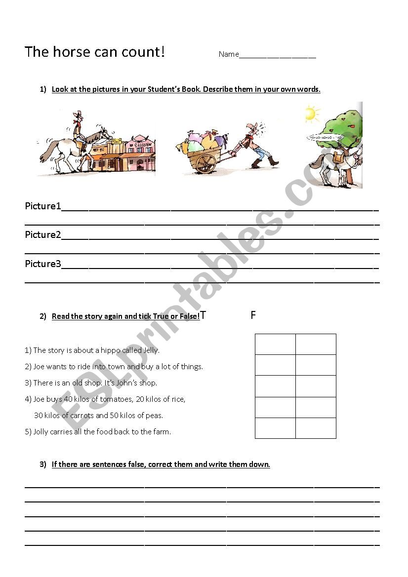 The horse can count!  worksheet