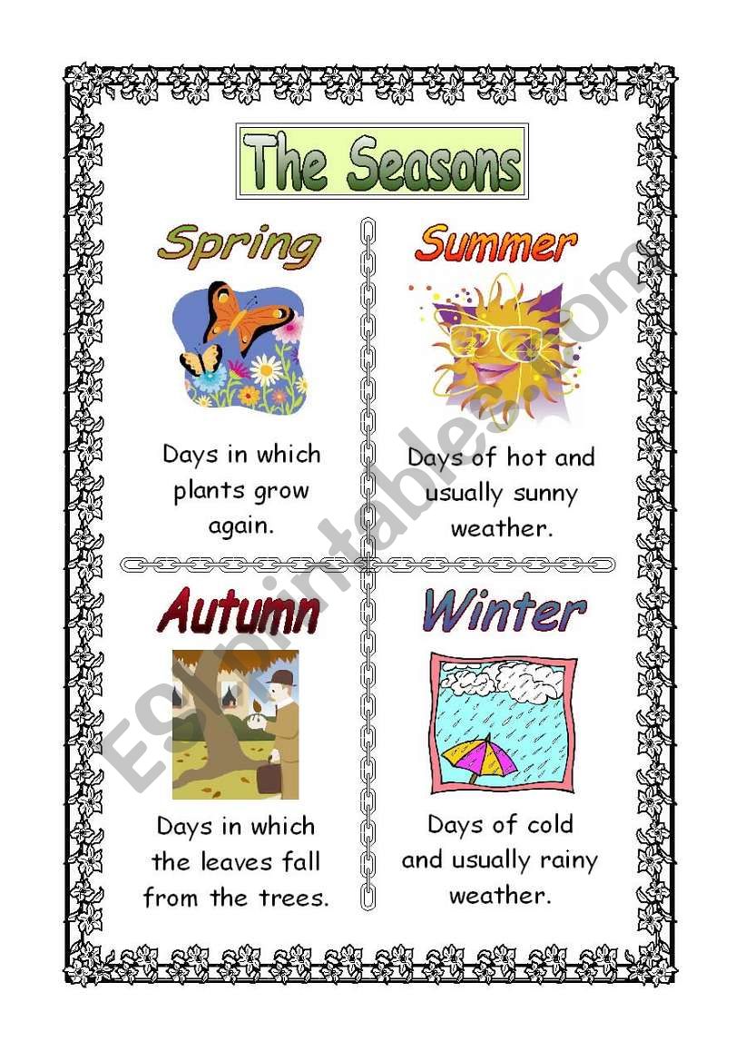 The Seasons Handout worksheet