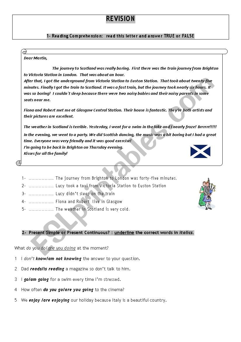 Revision to start a Pre-Intermediate level