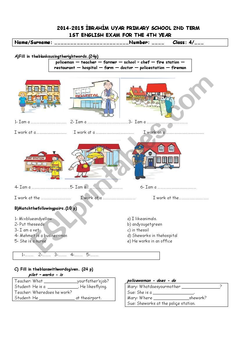 4th year exam for Turkish students (2014/2015)