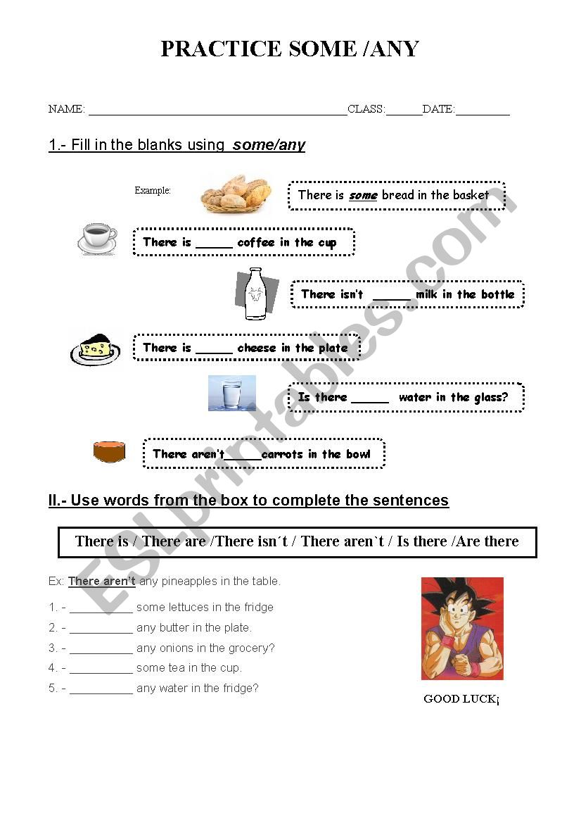 Some and any worksheet