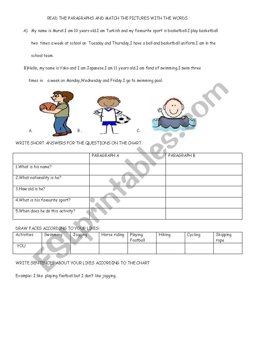 sports worksheet