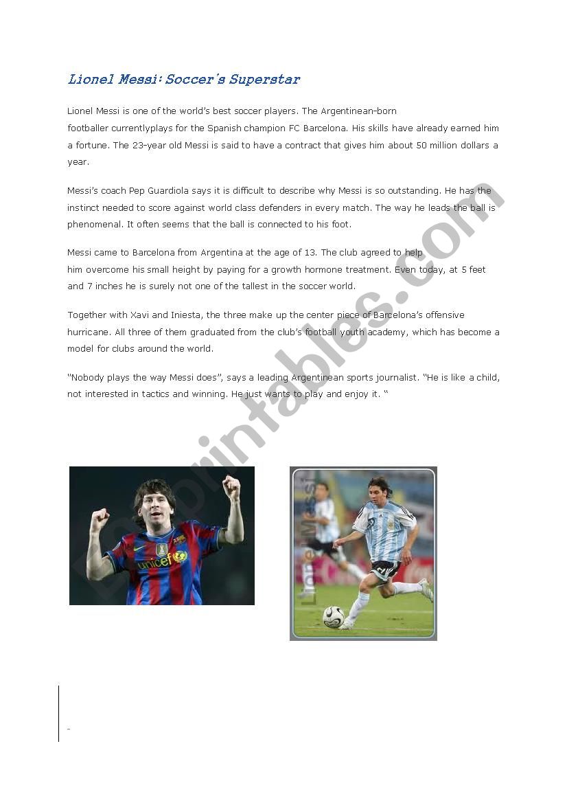 lionel messi worksheet