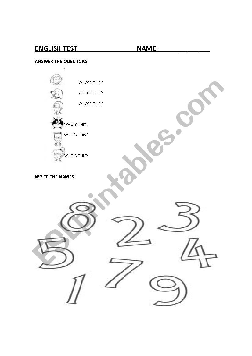 test worksheet