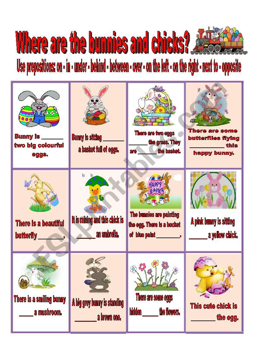 Easter prepositions worksheet