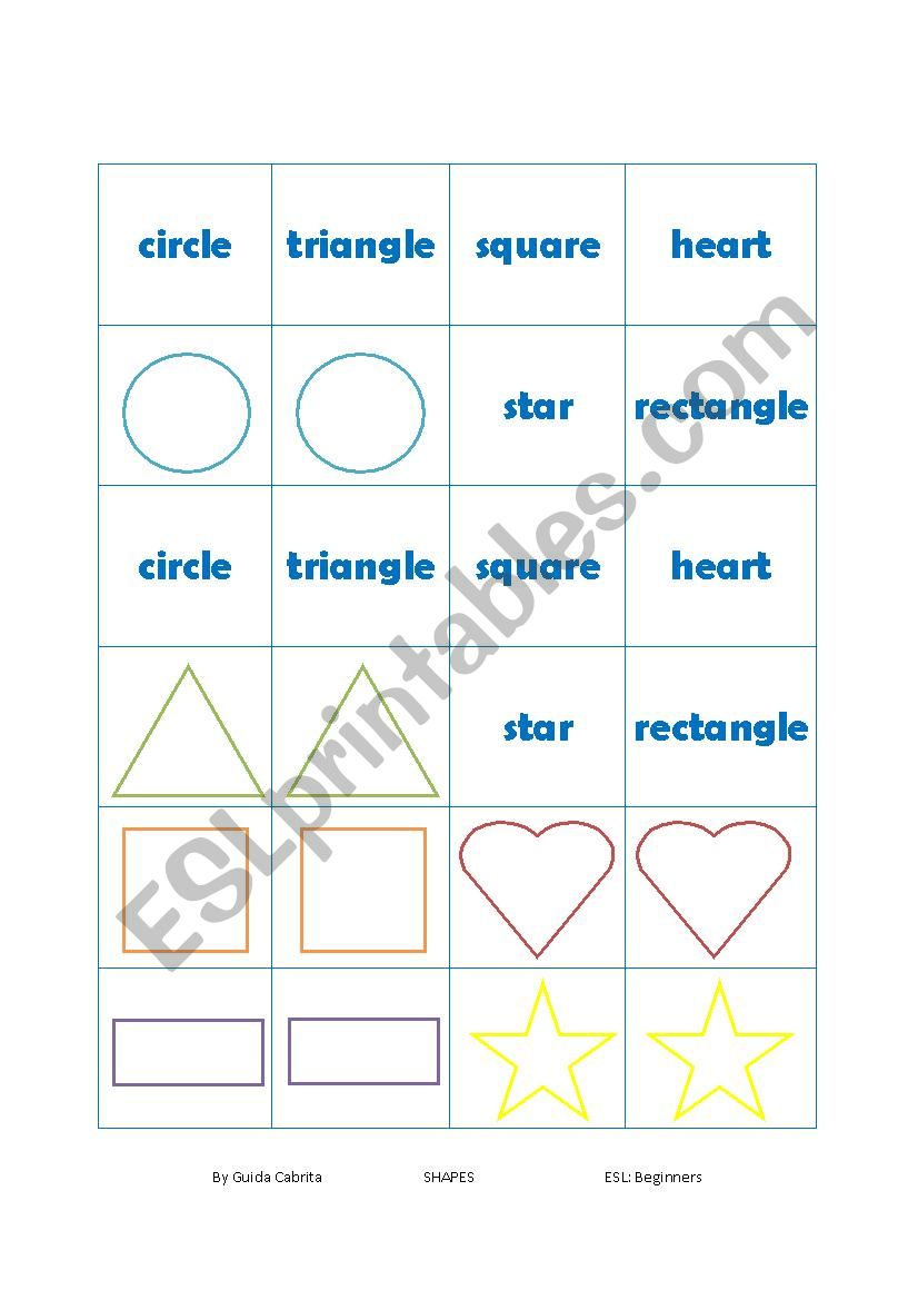 Shape Concentration worksheet