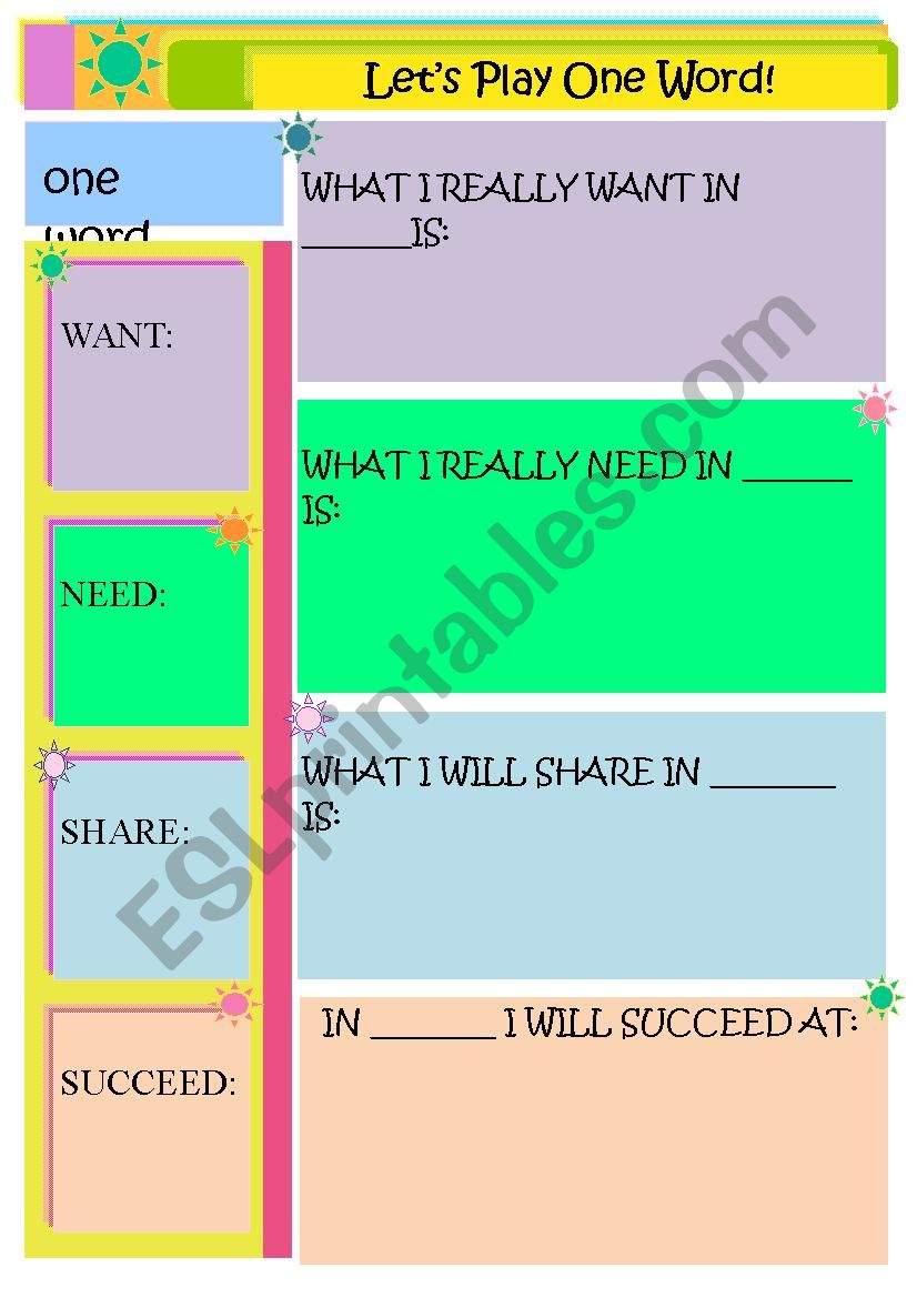 1 Word worksheet