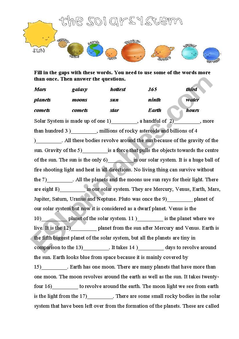 The Solar System video worksheet