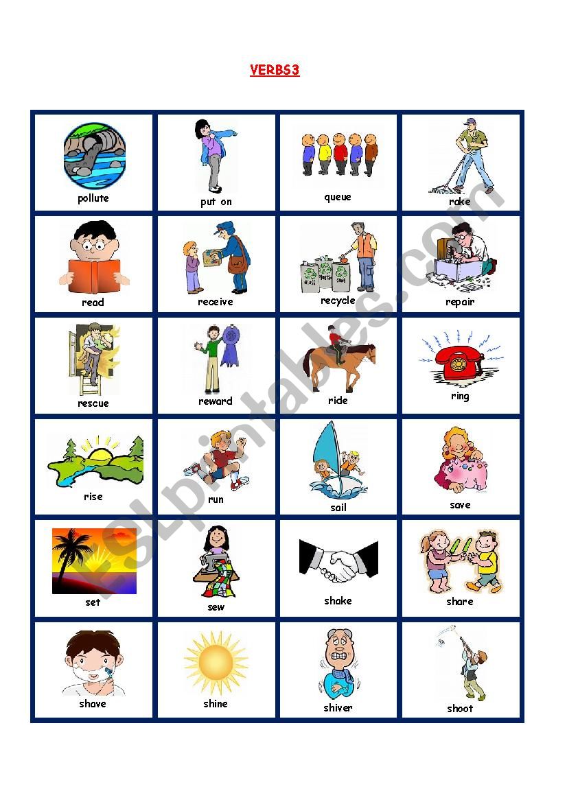 VERBS PICTIONARY3 worksheet
