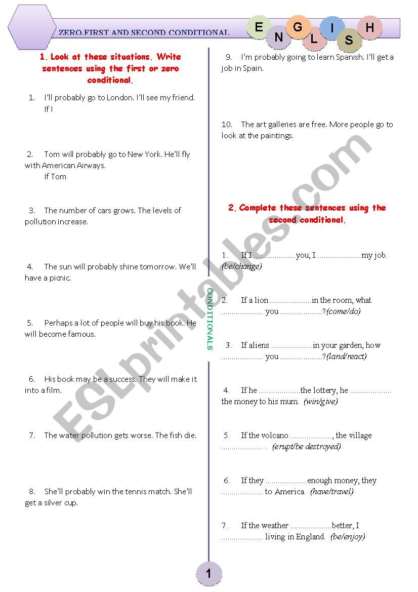 CONDITIONALS worksheet