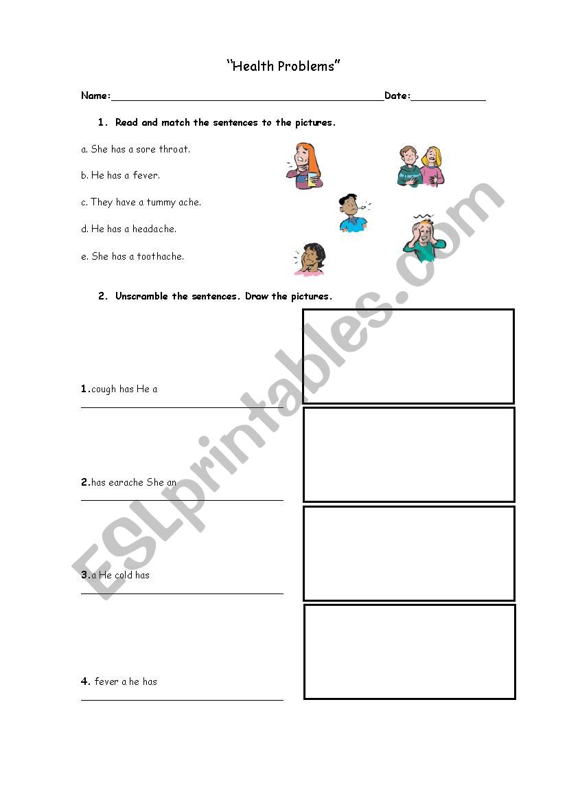 Health Problems worksheet