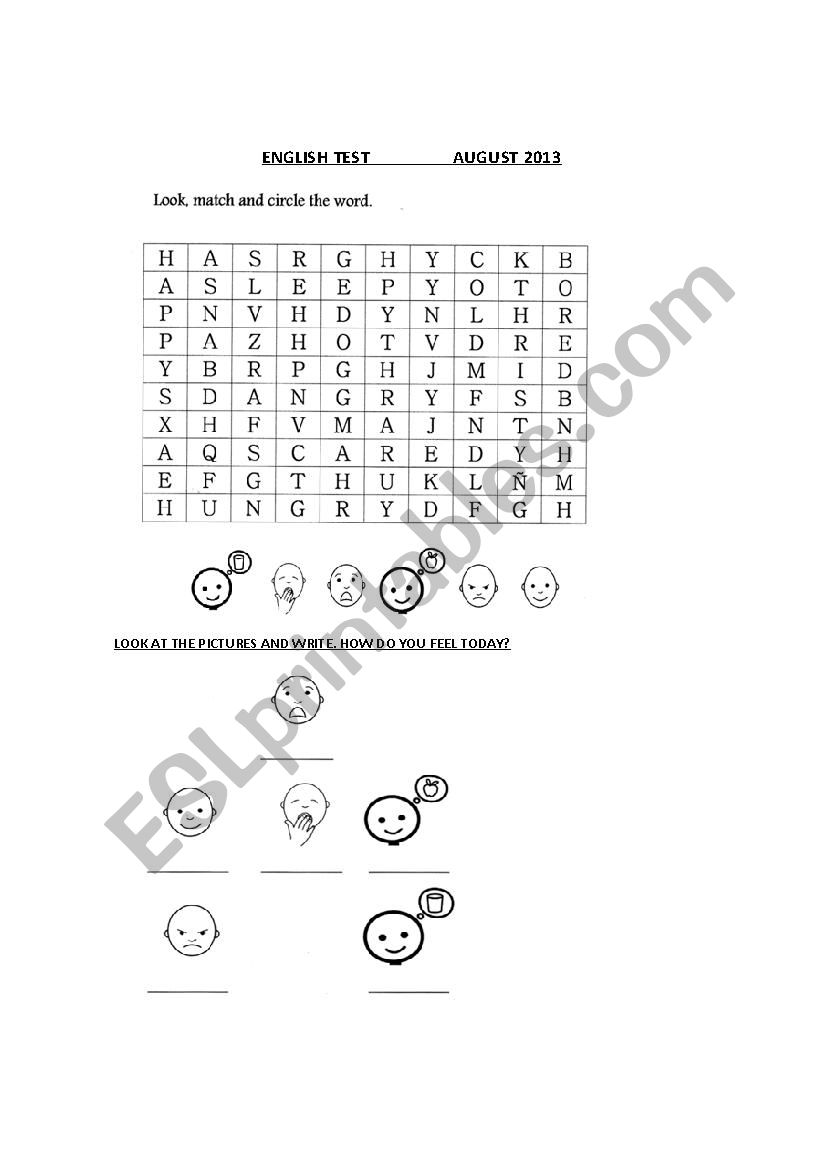 english test worksheet