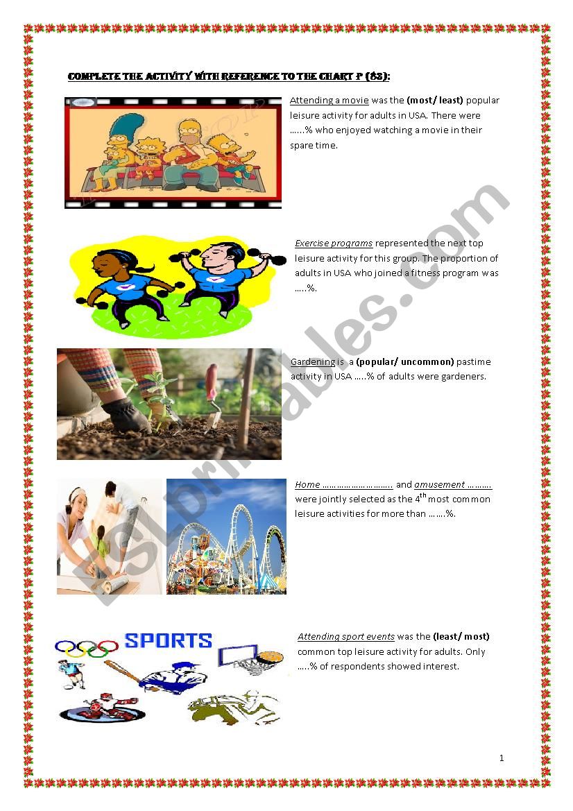 leisure activities worksheet