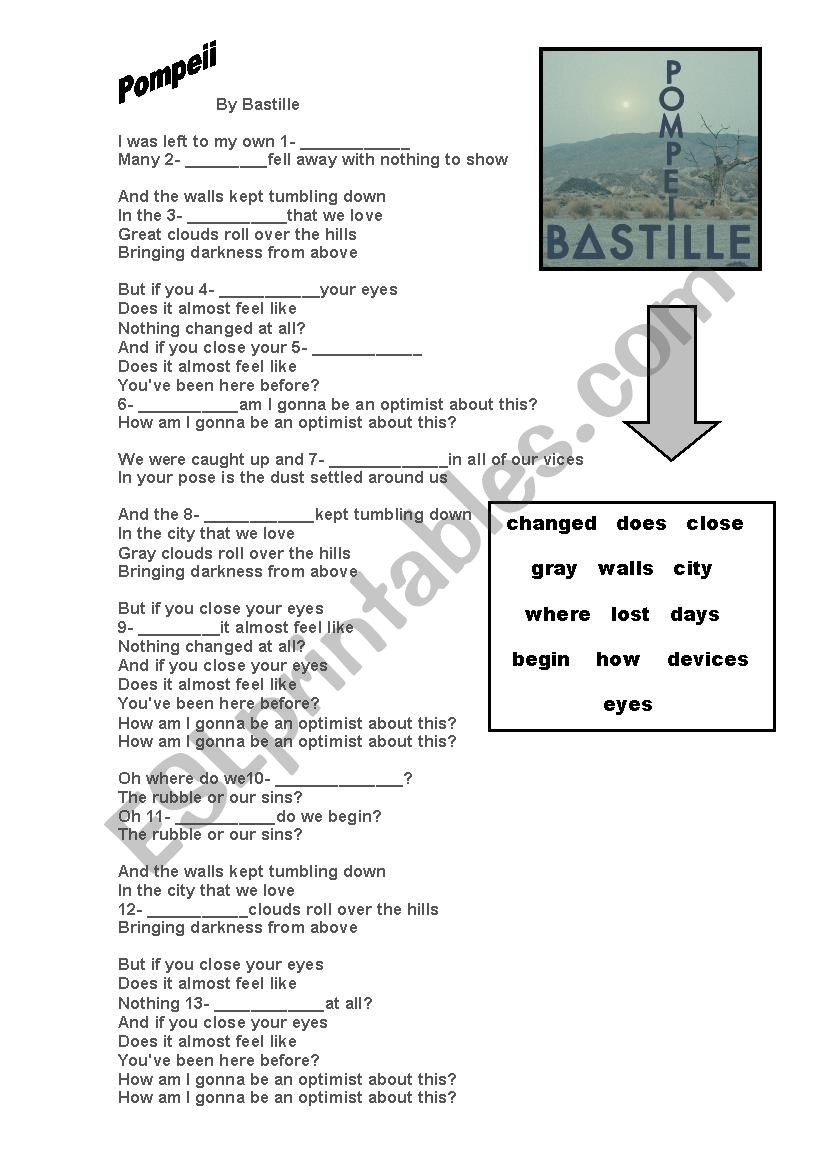 Pompeii - Bastile worksheet