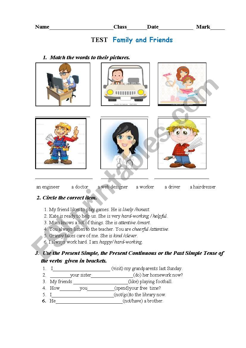 Family &Friends worksheet