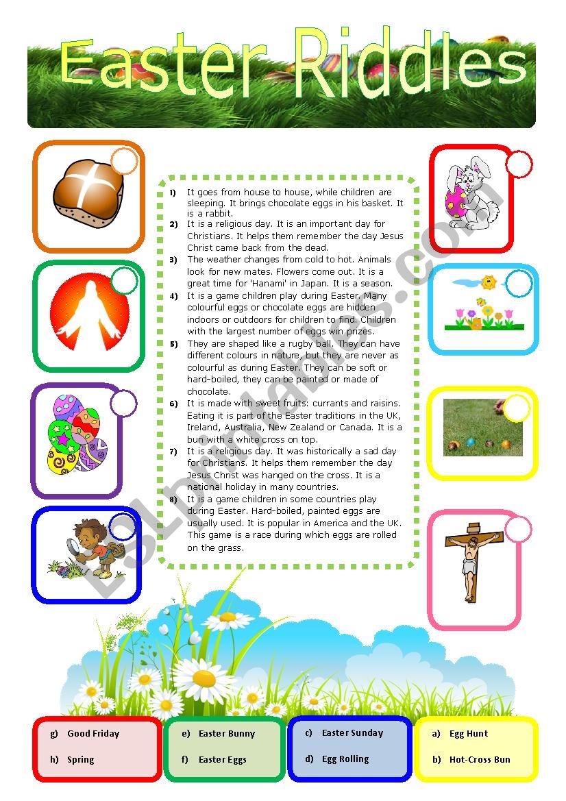 Easter Riddles - Matching Worksheet