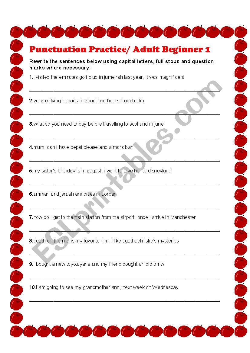 Punctuation Practice 1  worksheet