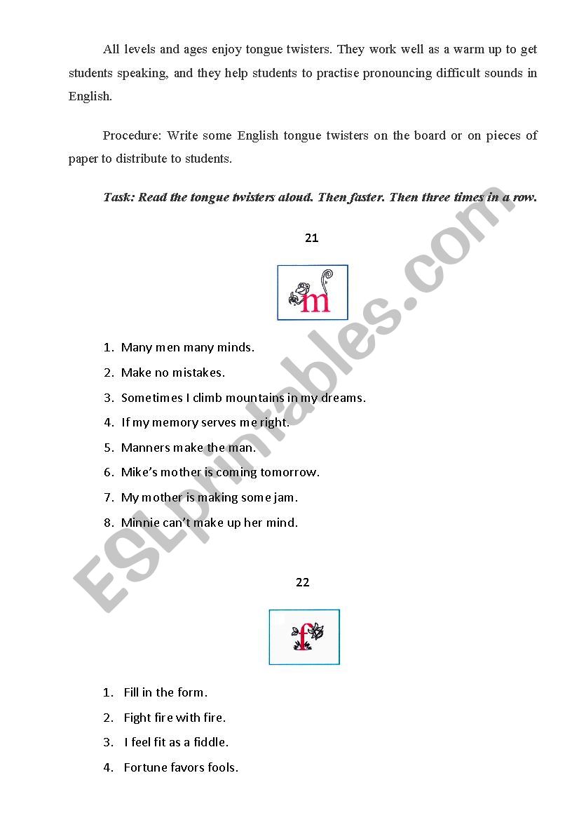 ENGLISH TONGUE TWISTERS PART 3 CONSONANTS