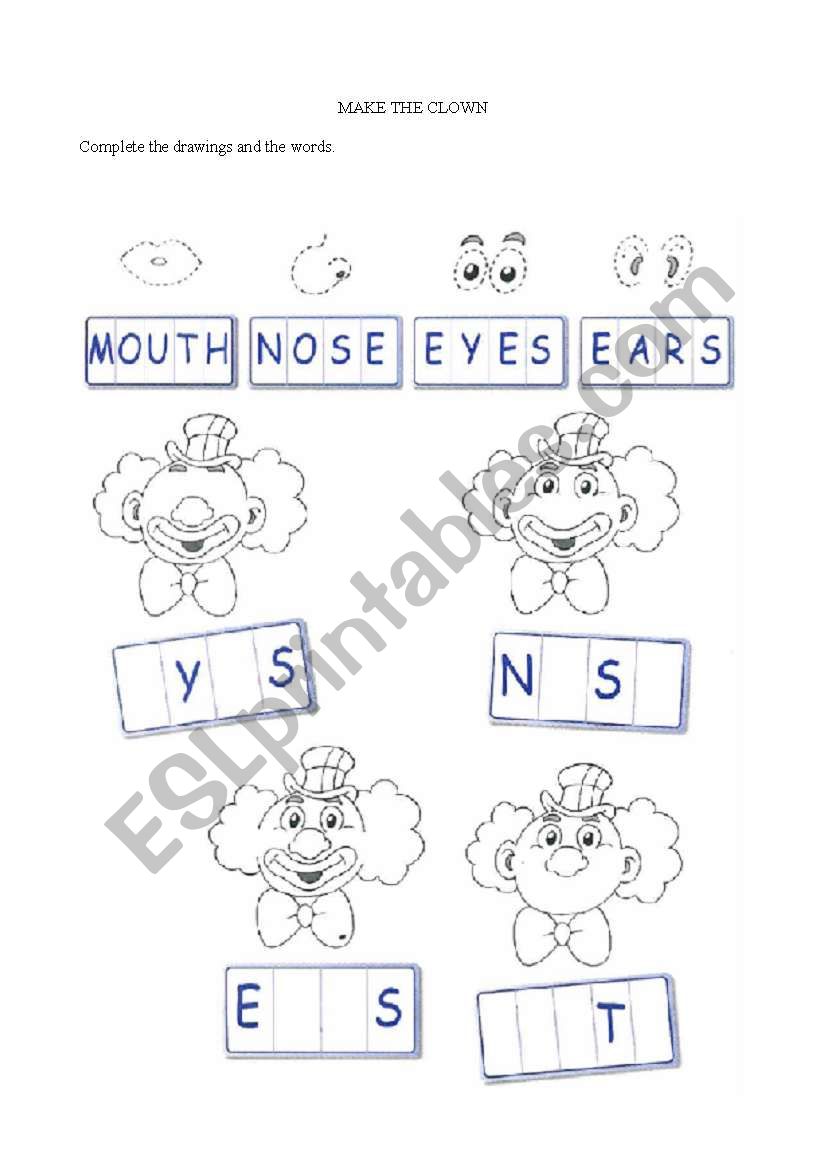 make the clown worksheet