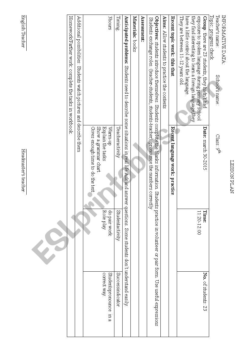 lesson plan worksheet