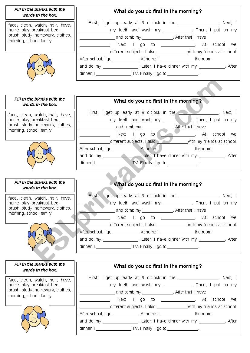 Daily routine worksheet