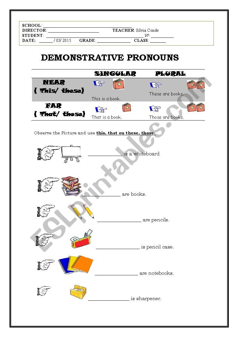 Demonstrative worksheet