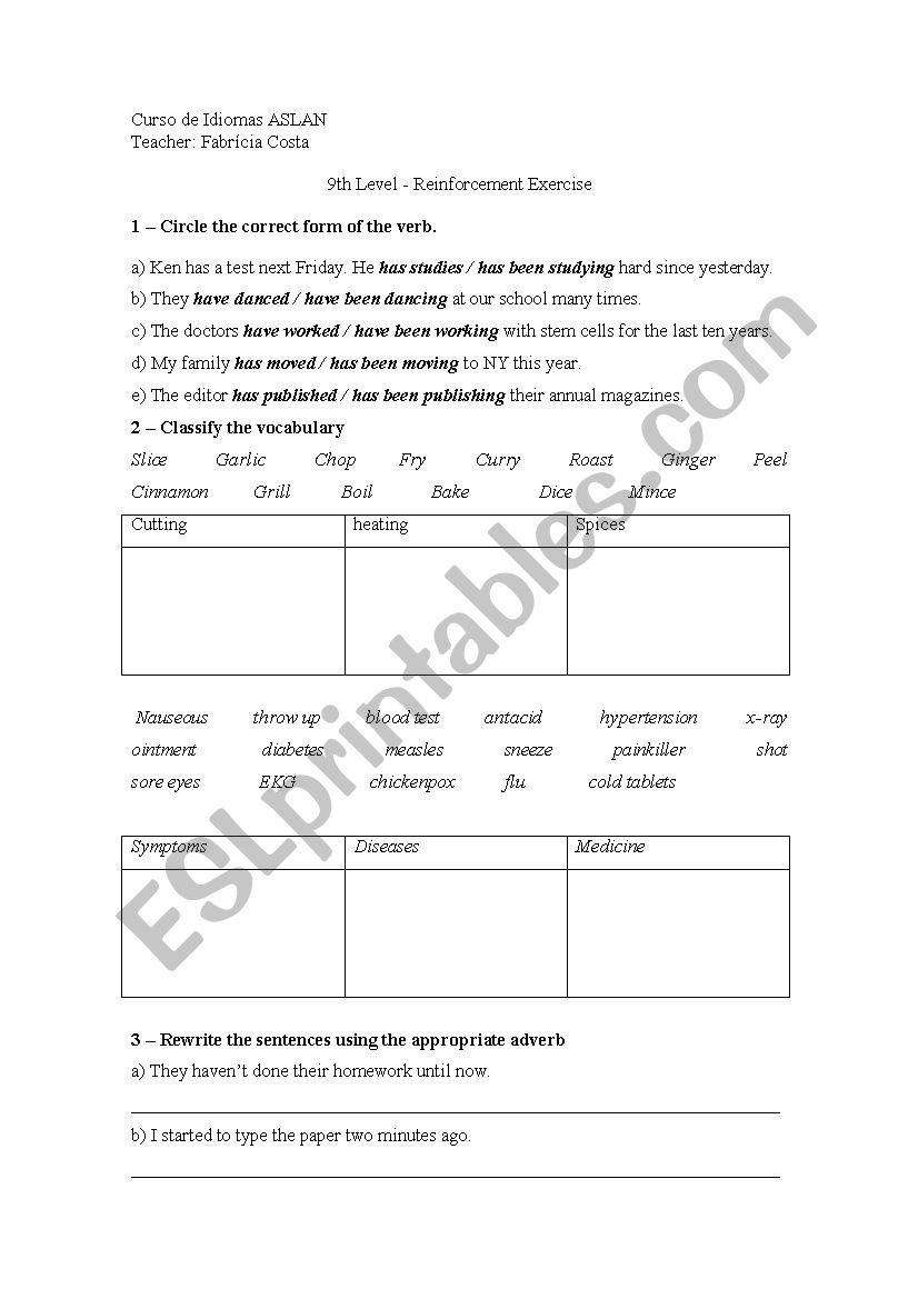 Advanced Test On Present Vs Simple Verb Tenses 