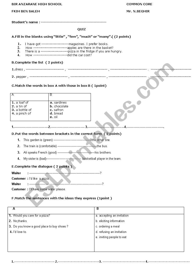 Test worksheet