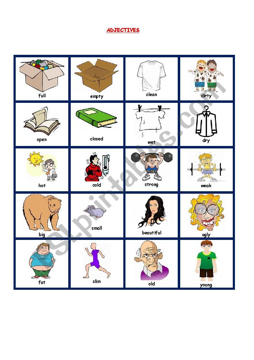 ADJECTIVES PICTIONARY worksheet