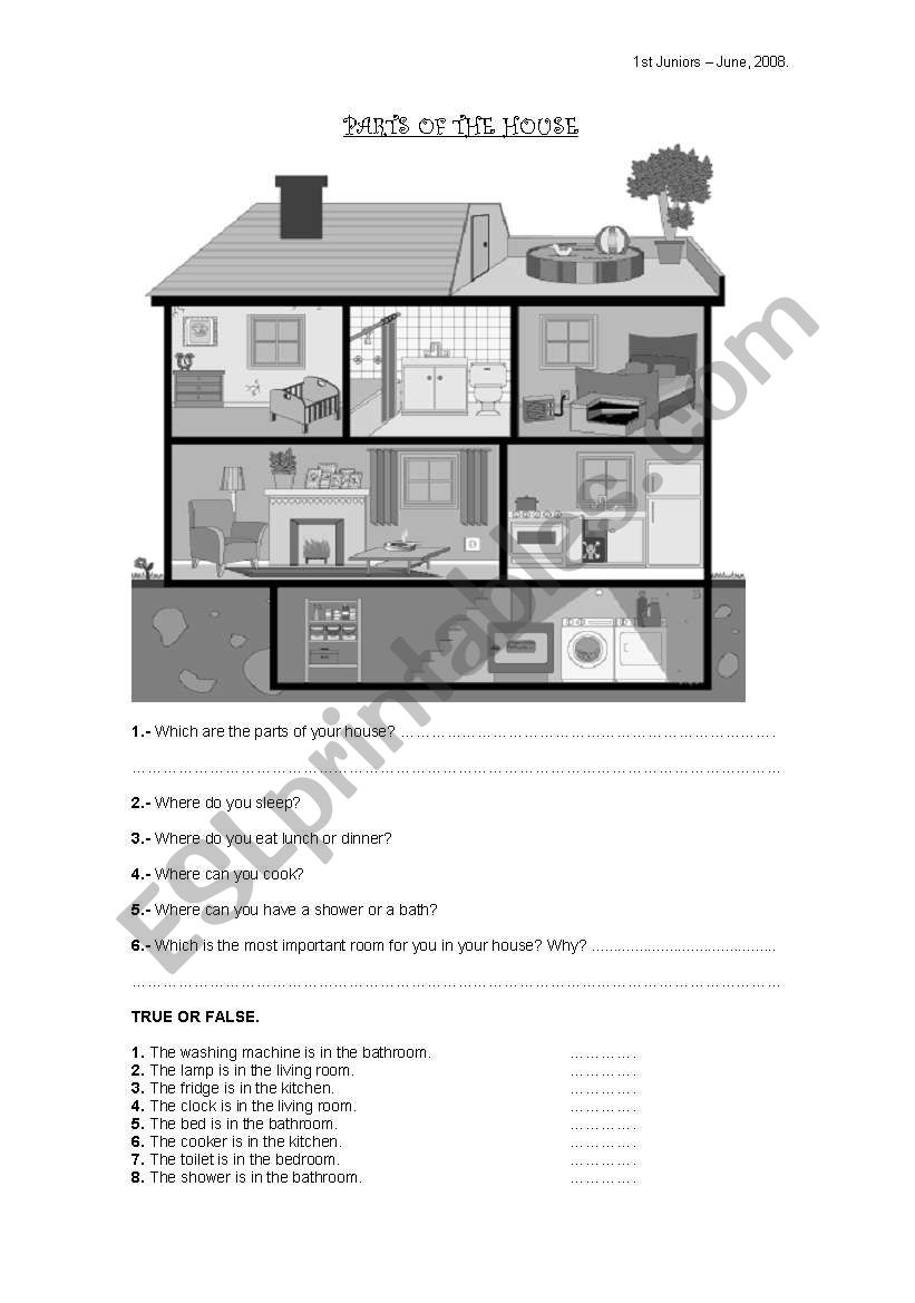 PARTS OF THE HOUSE worksheet