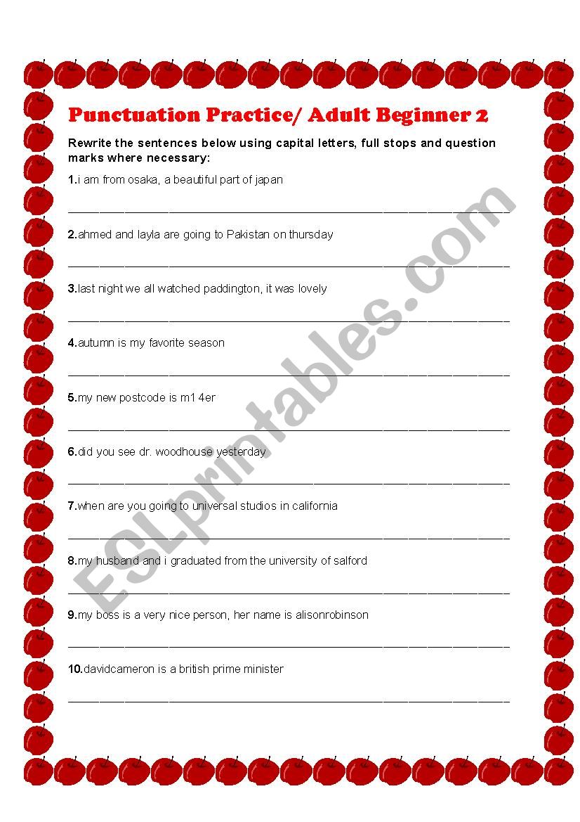 Punctuation Practice 2 worksheet