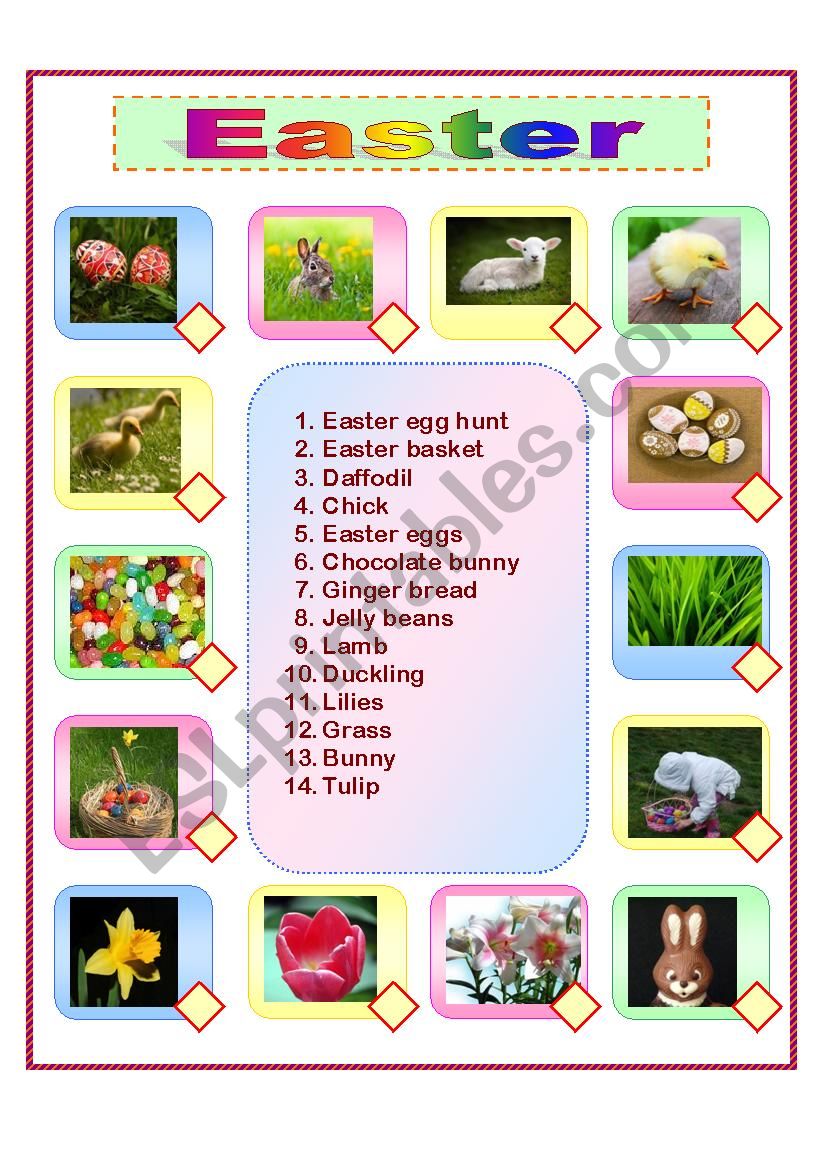 Easter match worksheet