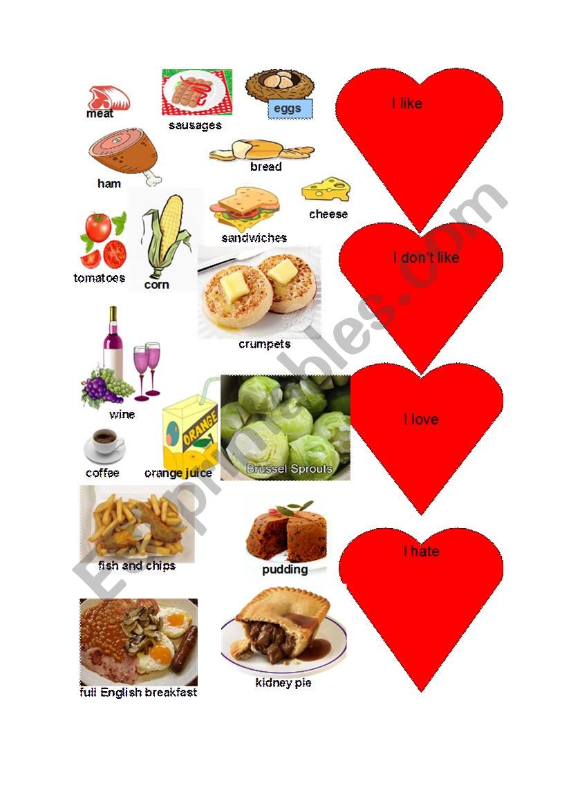 Food and drinks worksheet