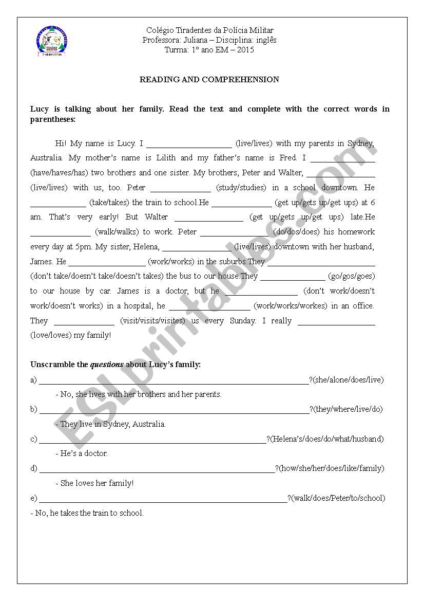 Simple Present worksheet