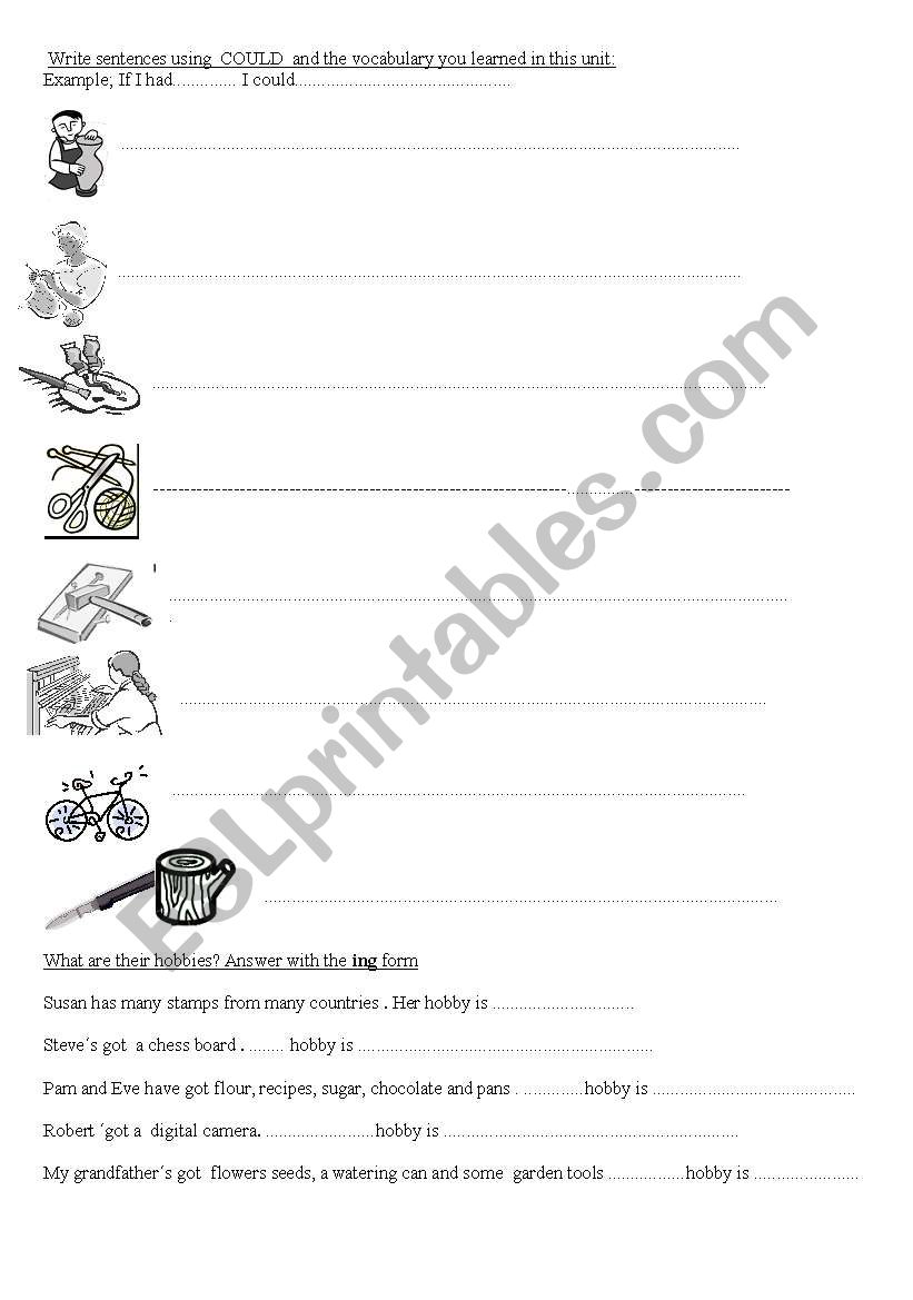 Hobbies and handcrafts worksheet